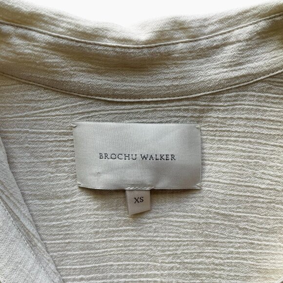 Brochu Walker Goyad Mini Dress Cream Textured Tie Front XS - Picture 7 of 10